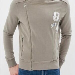 Desigual Men's Taupe Zip-Up Sweater